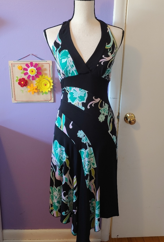 Asymmetrical halter dress
